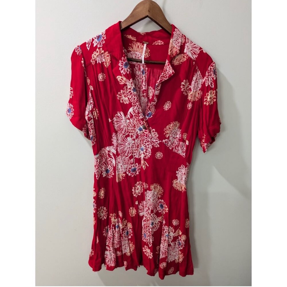 Free People Blue Hawaii Red Floral Dress